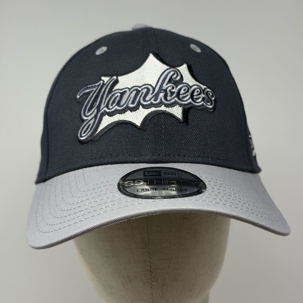 New Era NY Yankees 39THIRTY L/XL Zoom Comic Undervisor Navy Gray Cap Hat